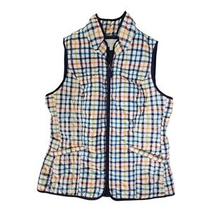 Talbots Colorful Diamond Quilted Plaid Lightweight Vest Size S